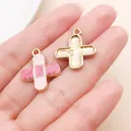 Pink band-aid shaped enamel pendant for DIY earring jewelry making - Pink Drip Oil Band-Aid (23077)