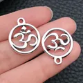 Pendentifs charms de yoga symbole Om circulaires creux en argent antique pour DIY - Symbole de Yoga en Argent Antique (8757)