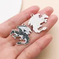 Gothic style black and white dragon enamel charm for DIY earring jewelry making - Flying Dragon Style (27945)