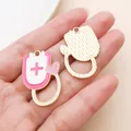 Pink and white medical stethoscope enamel charm with heart detail for DIY jewelry - Pink Drip Oil Stethoscope (27886)