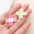 Pink medical band-aid drip oil charm pendant for creative DIY earring jewelry making - Pink Drip Oil Bandage (27893)