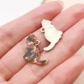 Close-up detail of cat-shaped tortoiseshell enamel pendants for DIY jewelry making. - Enamel Printed Leopard Cat (27751) / 1 Piece/Pack (18x18mm) / Brown