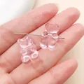 Handheld pink translucent gummy bear acrylic beads for DIY handmade jewelry crafts - Horizontal Hole Bear (27499) / 1 Piece (19x12mm) / Transparent Pink