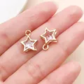 Zwei goldene Sternanhänger mit klaren Kristallen für DIY-Ohrringe und Armbänder - Sternanhänger (27794)