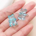 Transparent light blue gummy bear acrylic beads for DIY jewelry making - Horizontal Hole Bear (27503)