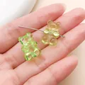 Transparent green and yellow gummy bear acrylic beads for DIY handmade jewelry making - Horizontal Hole Bear (27504)