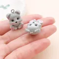 Set of two grey cartoon dog charms with pink paw details for DIY keychain accessories. - Schnauzer (27722) / 1 Piece (23x16x13mm) / Gray