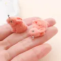 Mini breloques lapin en peluche rose pour la fabrication de bijoux DIY et porte-clés - Lapin à Longues Oreilles Assis Latéralement (27681) / 1 Pièce (23x12x21mm) / Orange