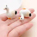 Cute pair of miniature white goose resin pendants for DIY jewelry and keychain charms. - White Resin Black-Tailed Duck (27561) / 1 Piece (28x15x23mm) / White