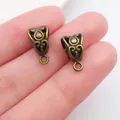 Vintage ancient bronze alloy bail beads with heart swirl patterns for DIY jewelry making - Floral Scroll Bail (20666) / 1 Piece (13x8mm) / Antique Bronze