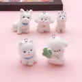Detalle de cinco dijes de perro blanco flocado, incluyendo un Westie y un Bichon Frise. - Estilo Animal Perro 3D (SN1703) / Juego de 5 piezas