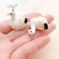 Schattige hars witte gans bedeltjes voor DIY sieraden en telefoonhoesjes-decor - 1 Stuk (28x15x23mm)