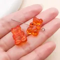 Transparent orange gummy bear acrylic beads for DIY handmade jewelry making crafts - Horizontal Hole Bear (27507)