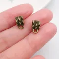 Antique bronze patterned alloy bail beads for DIY jewelry making bracelets and necklaces - Wave Texture Bail (20668)