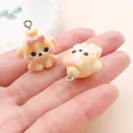 Adorable cartoon dog pendant charm with a pink bow for DIY keychains and accessories - Shih Tzu (27726)