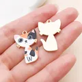 Hand-painted calico cat enamel charms for DIY jewelry bracelets and earring making - Alloy Mechanical Cat (19138)