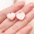 Two light pink heart-shaped resin charms for DIY jewelry making and accessories - Heart Shape (17171) / 1 Piece/Pack (13x14mm) / Pink