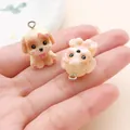Adorable small 3D cute cartoon dog resin charms for DIY jewelry and keychain accessories - Teddy Dog (27727)