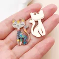 Mixed floral and solid white cat enamel charms for DIY earring and bracelet craft - Zinc Alloy Fox Cat (22644)