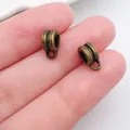 Vintage antique bronze patterned jewelry connectors for DIY bracelet and necklace making - Slim Striped Bail (20671)