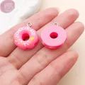 Cute rose red resin donut charms with 'CHOCOLATE' text for DIY jewelry and keychains - Letter Donut (23854) / 1 Piece (23x19x7mm) / Rose Red