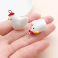 Two cute white resin farm chicken charms for DIY keychain or bag hanging accessories - White Resin 3D Rooster (27782) / 1 Piece (24x14x24mm) / White