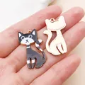 Handmade enamel cat charms in black and white stripes for DIY jewelry making - Zinc Alloy Fox Cat (22647)