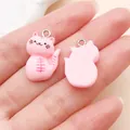 Schattige roze cartoon kat hars bedeltjes voor DIY sieraden maken en accessoires - Cartoon Kat (24304) / 1 Stuk (22x15x7mm) / Roze