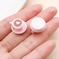 Miniature pink resin coffee cup charms with white heart latte art for DIY accessories - Pink Latte Art Coffee (23955)