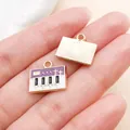 Paarse emaille muziekinstrument piano toetsenbord bedels voor DIY sieraden maken - Emaille Piano (19460) / 1 stuk (13x15mm) / Paars