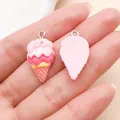 Roze hars ijsje bedeltje voor het maken van DIY-sieraden en schattige accessoires - Ijs (24464) / 1 Stuk (25x13x6.5mm) / Roze