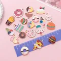 Colorful enamel dessert charms for DIY projects shown with a ruler for size reference. - Enamel Food Series Set of 20 (SN1737) / 20 Pieces Set