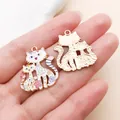 Cute floral enameled mother and child cat charms for DIY jewelry making handicraft accessories - Zinc Alloy Parent-Child Cat (24890)