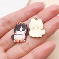Adorable cartoon cat enamel pendant charm for DIY jewelry making and keychain accessories. - Enamel Printed Sitting Cute Cat (27759) / 1 Piece/Pack (21x14mm) / Dark Brown