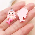 Leuke roze zeemeermin hars bedeltje voor het maken van sieraden en knutselaccessoires - Zeemeermin (24485) / 1 Stuks/Verpakking (29x17x6mm) / Roze