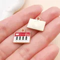 Pendentif en émail piano rouge et blanc doré pour la fabrication de bijoux DIY - Piano en Émail (19463) / 1 pièce (13x15mm) / Rouge