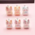 Colección de colgantes de gatitos flocados suaves en colores variados para bisutería DIY - Estilo Gatitos Flocados 3D (SN1707)