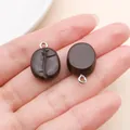 Chocolate brown coffee bean resin charm for DIY jewelry and keychains - Simulation Coffee Bean (24108)