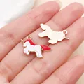 Close-up detail of white and red enamel unicorn charms with gold-toned alloy metal back - Running Unicorn (9930) / 1 Piece/Pack (14x17mm) / Red White