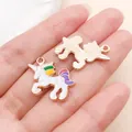 Detailed close-up of colorful rainbow enamel unicorn alloy charms for DIY jewelry - Colored Unicorn (14749)