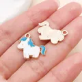 Detailed view of cute white and blue enamel cartoon pony pendants for DIY jewelry - Blue Pony (27636)