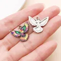 Detailed view of hummingbird charms for DIY jewelry making in multi-color and silver - Wings Spread Hummingbird Charm (27651)
