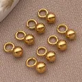 Goldener Anhänger aus Edelstahl mit Kugel und offenem Ring für DIY-Schmuckherstellung - Echtgold Einlage Massiv Rundperle (T2025) / 1 Stück (6x3x3mm Loch 1.8mm) / Gold