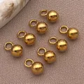 Vergoldete Edelstahl-Rundperlen-Anhänger mit Biegeringen für DIY-Schmuckherstellung - Echtgold Einlage Massiv Rundperle (T2026) / 1 Stück (7x4x4mm Loch 1.8mm) / Gold