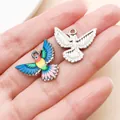 Vibrant colorful hummingbird charm for DIY jewelry making of bracelets and necklaces - Wings Spread Hummingbird Charm (27643) / 1 Piece / Blue