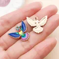 Deux breloques colibri en émail coloré et alliage d'or pour la création de bijoux DIY - Bleu Violet (27619)
