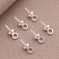 Silberne DIY Schmuckstifte für Perlenanhänger, Set mit sechs Perlenkappen Zubehör - Halbgebohrter Perlenhalter (T570) / 1 Stück/Packung (3x6mm) / Silber