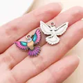 Detailed colorful hummingbird charms set for DIY handmade jewelry making projects. - Wings Spread Hummingbird Charm (27645)