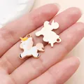 Cute white and pink enamel unicorn charm pendant for handmade DIY jewelry making - Unicorn (11449)