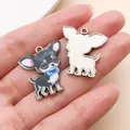 Lindo colgante de perro Chihuahua de aleación con vista frontal y trasera para joyería DIY - Chihuahua Negro (27660)
